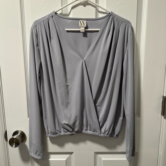 Worthington Womens V Neck Long Sleeve Wrap Shirt - Picture 4 of 8
